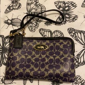 Coach dark purple wristlet